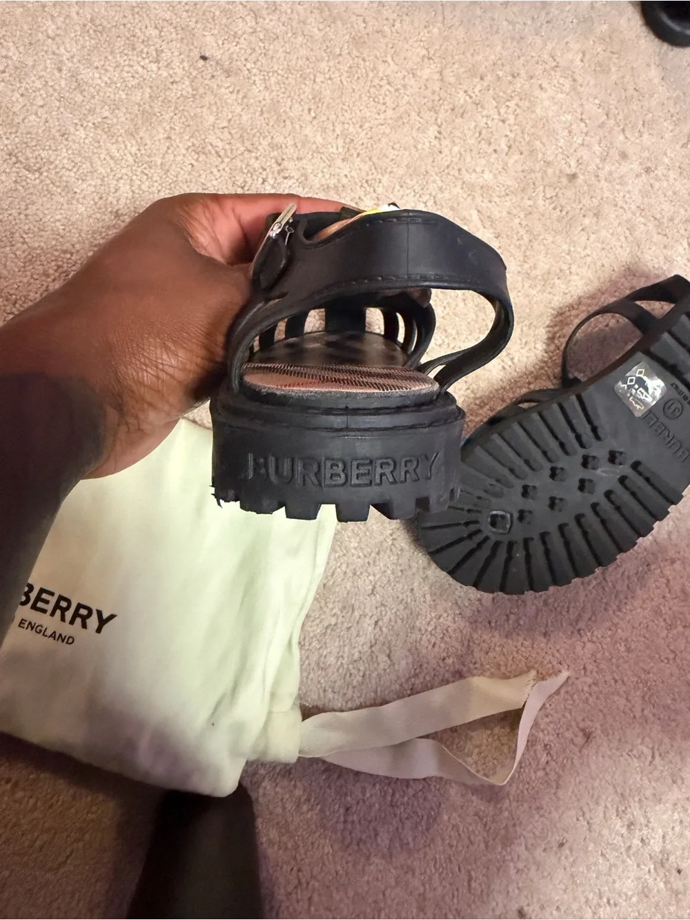 Burberry Black Kids Sandals with Signature Check Insole